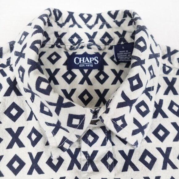 CHAPS Brushed Cotton Moose Shirt Men's Large Thick Chamois Collared Button Up - Picture 2 of 12